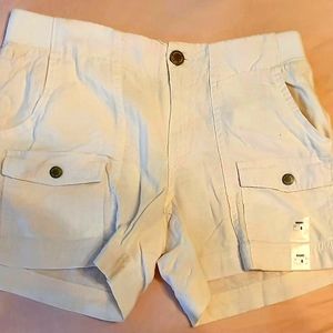 NWT Linen blend utility short with elastic back
